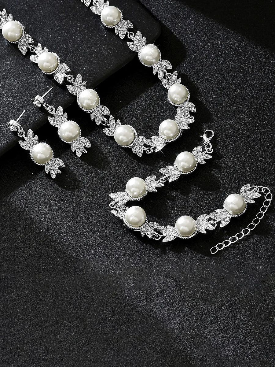 Classic Pearl and Crystal Necklace Set