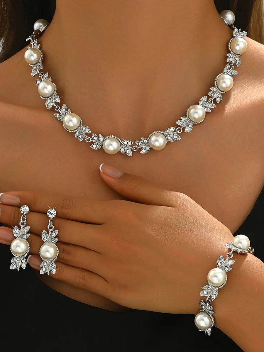 Classic Pearl and Crystal Necklace Set
