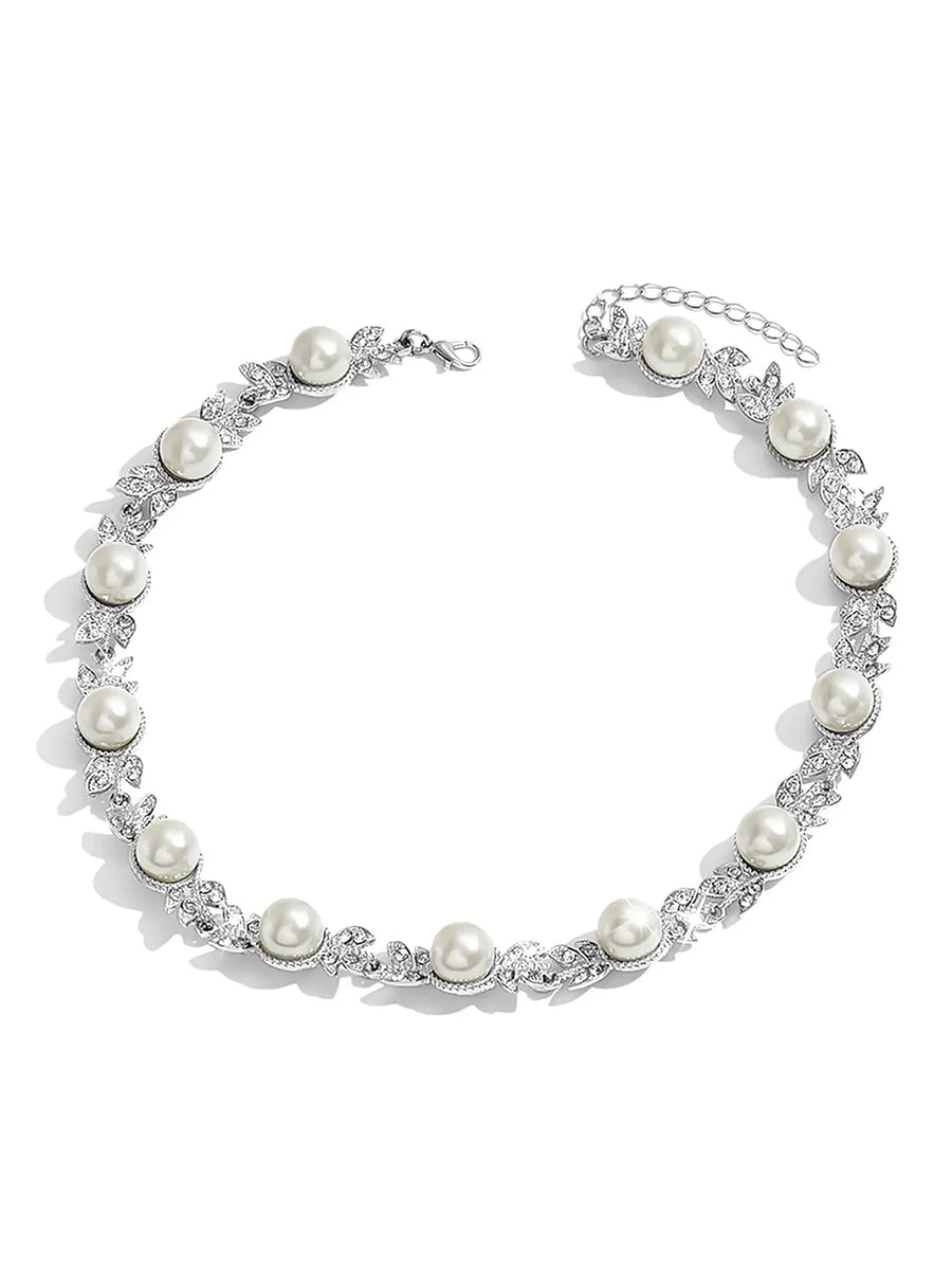 Classic Pearl and Crystal Necklace Set