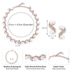 Elegant Wave Pearl & CZ Necklace Set - Rose Gold
