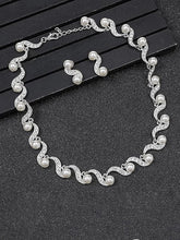 Elegant Wave Pearl & CZ Necklace Set