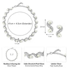 Elegant Wave Pearl & CZ Necklace Set - Silver