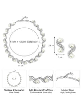 Elegant Wave Pearl & CZ Necklace Set