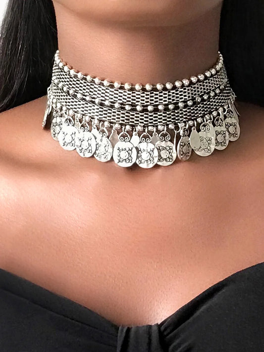 Ethnic Oxidized Statement Choker