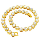 Round Crystal & CZ Tennis Necklace Set - Gold