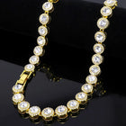 Round Crystal & CZ Tennis Necklace Set - Gold