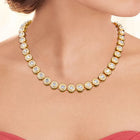 Round Crystal & CZ Tennis Necklace Set - Gold