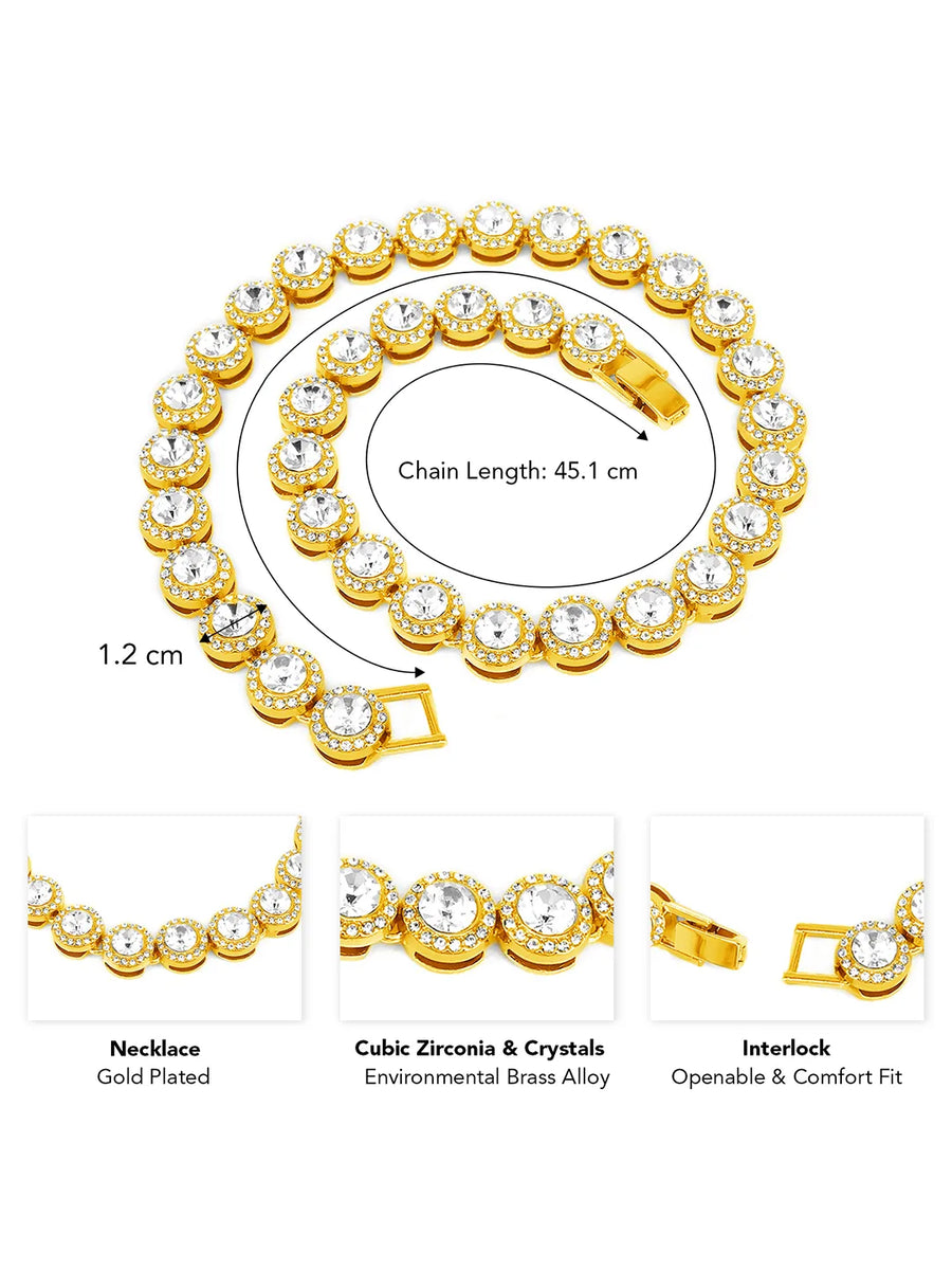Round Crystal & CZ Tennis Necklace Set
