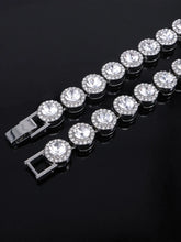 Round Crystal & CZ Tennis Necklace Set - Silver