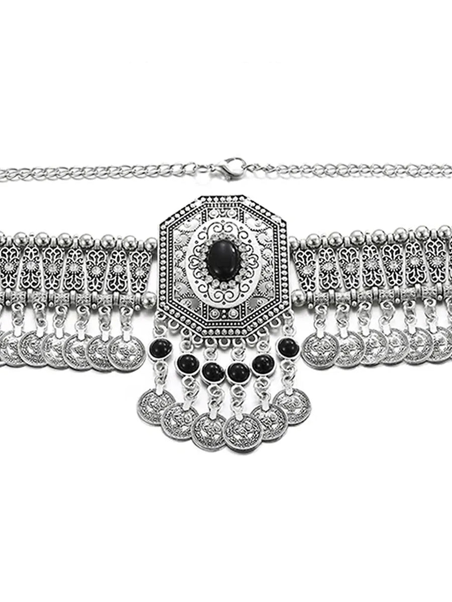 Antique Style Oxidized Choker Necklace