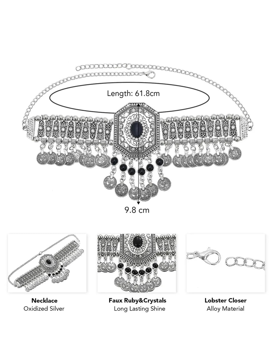 Antique Style Oxidized Choker Necklace