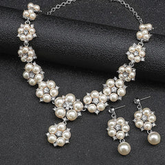 Pearl Statement Floral Necklace Set