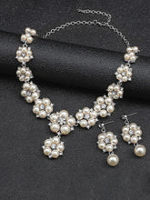 Pearl Statement Floral Necklace Set