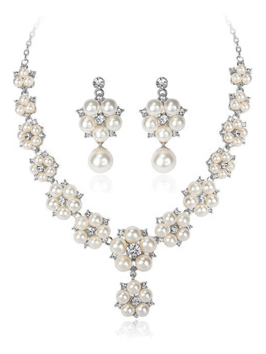 Pearl Statement Floral Necklace Set