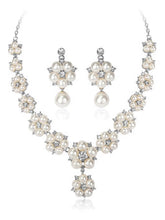 Pearl Statement Floral Necklace Set