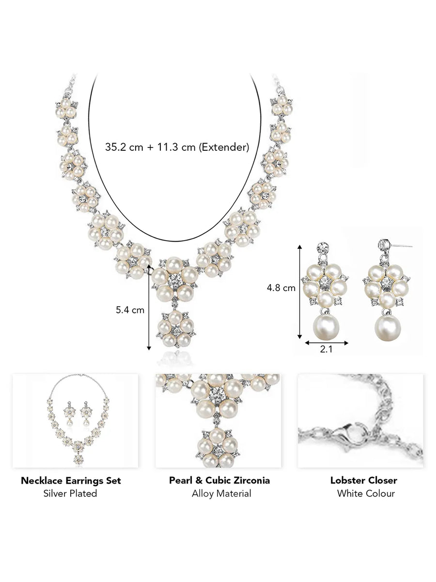 Pearl Statement Floral Necklace Set