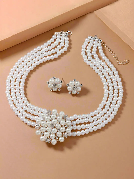 Classic Multi-Strand Pearl Necklace Set