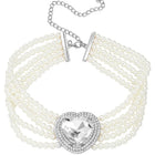 Sparkling Heart Pearl Necklace