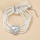 Sparkling Heart Pearl Necklace