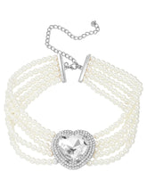 Sparkling Heart Pearl Necklace