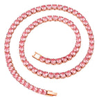 Sparkling Crystal Tennis Necklace - Rose Gold Pink