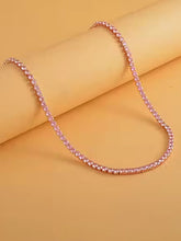 Sparkling Crystal Tennis Necklace - Rose Gold Pink