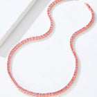 Sparkling Crystal Tennis Necklace - Rose Gold Pink