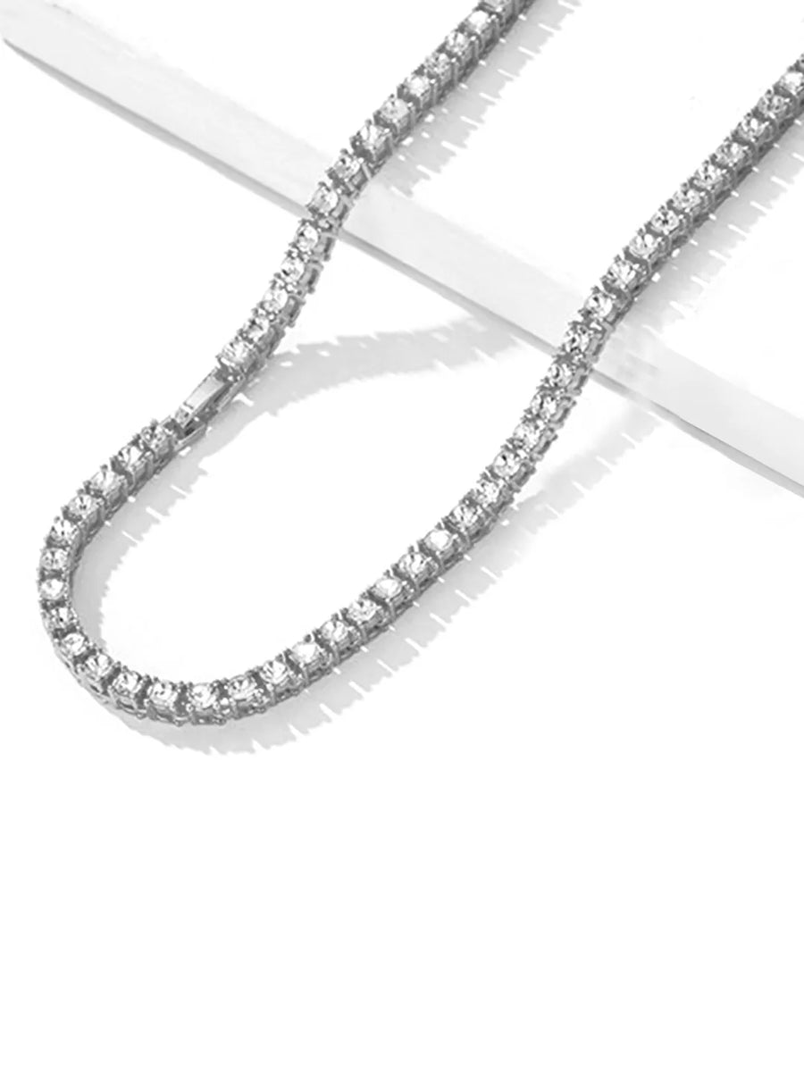 Sparkling Crystal Tennis Necklace - Silver