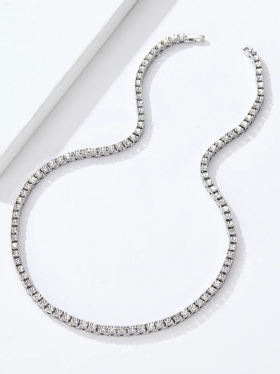Sparkling Crystal Tennis Necklace - Silver