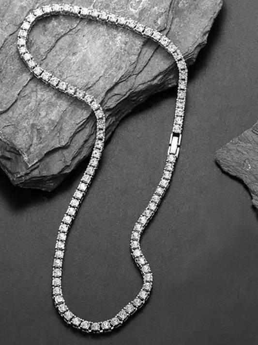 Sparkling Crystal Tennis Necklace - Silver