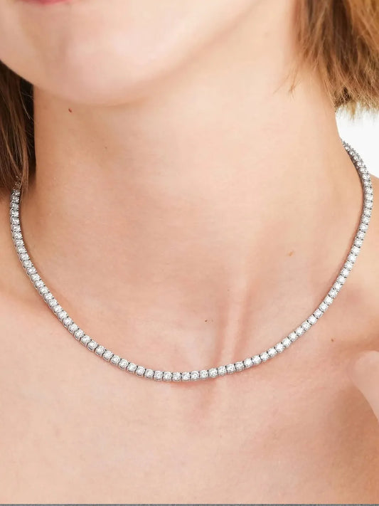 Sparkling Crystal Tennis Necklace - Silver