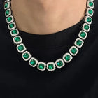 Timeless Faux Emerald Halo Necklace