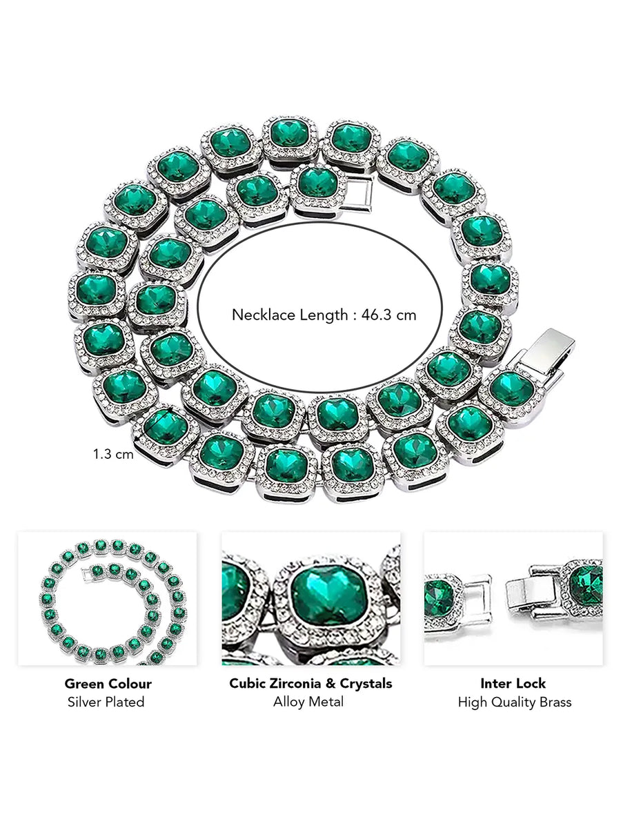 Timeless Faux Emerald Halo Necklace