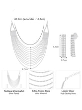 Rhodium Plated Glam Statement Necklace Set