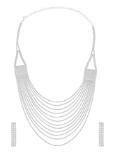 Rhodium Plated Glam Statement Necklace Set