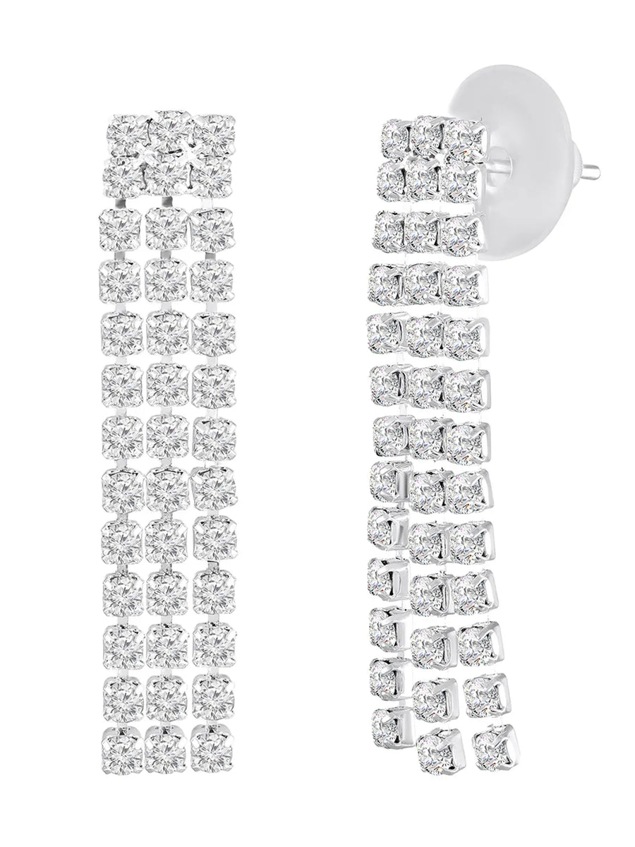 Rhodium Plated Glam Statement Necklace Set