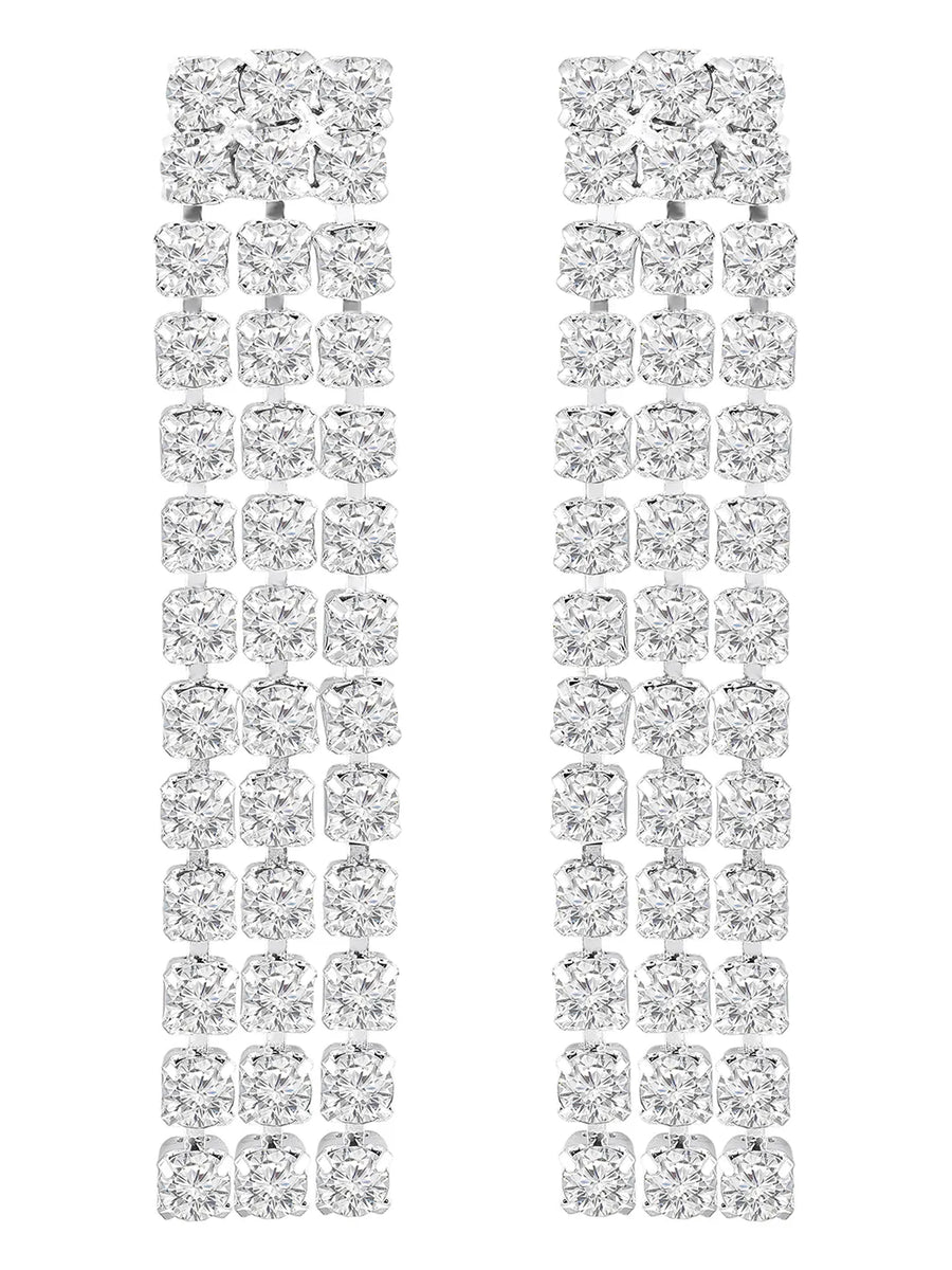 Rhodium Plated Glam Statement Necklace Set