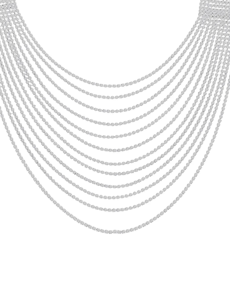 Rhodium Plated Glam Statement Necklace Set