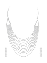 Rhodium Plated Glam Statement Necklace Set