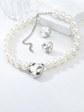 Pearl & Heart Crystal Necklace Set