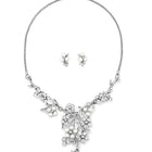 Floral Pearl & CZ Stone Necklace Set