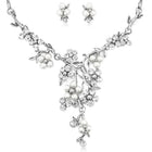 Floral Pearl & CZ Stone Necklace Set