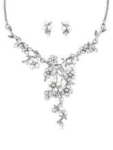 Floral Pearl & CZ Stone Necklace Set
