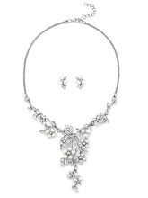 Floral Pearl & CZ Stone Necklace Set