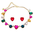 Rainbow Heart Statement Necklace Set