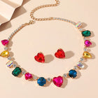 Rainbow Heart Statement Necklace Set