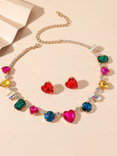 Rainbow Heart Statement Necklace Set