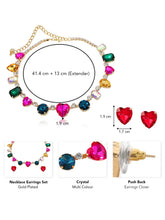 Rainbow Heart Statement Necklace Set