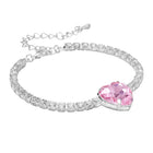 Rhodium Plated Pink Heart Jewellery Set