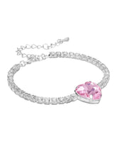 Rhodium Plated Pink Heart Jewellery Set